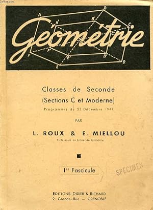 Seller image for GEOMETRIE, CLASSES DE 2de (C ET MODERNE), 1er FASCICULE for sale by Le-Livre