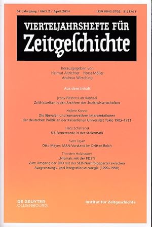 Bild des Verkufers fr Vierteljahreshefte fr Zeitgeschichte. 62. Jahrgang, 2. Heft, April 2014. zum Verkauf von Fundus-Online GbR Borkert Schwarz Zerfa