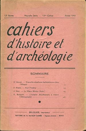 Cahiers d'Histoire et d'Archéologie.13eme cahier.année 1949