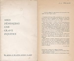Nous dénonçons une grave injustice, des pasteurs et des prêtres prennent la parole.