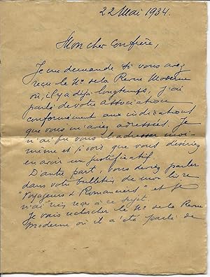 Lettre autographe signée