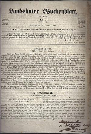 Landshuter Wochenblatt. Nr. 3 vom 16. Jänner 1848.