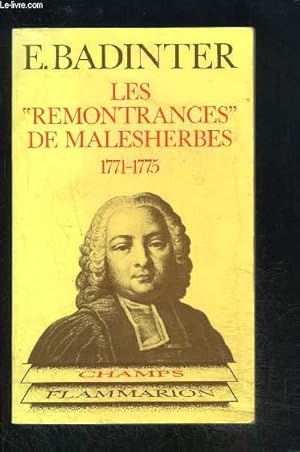 Image du vendeur pour LES REMONTRANCES DE MALESHEBES 1771-1775- COLLECTION CHAMPS N150 mis en vente par Le-Livre