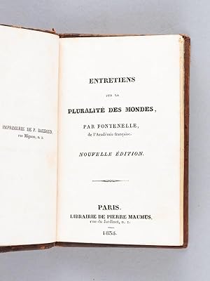 Bild des Verkufers fr Entretiens sur la Pluralit des Mondes zum Verkauf von Librairie du Cardinal