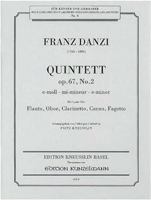 Bild des Verkufers fr Quintett e-moll op.67,2fr Flte, Oboe, Klarinette, Horn und Fagott : Stimmen zum Verkauf von AHA-BUCH GmbH