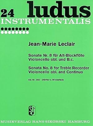 Seller image for Sonate Nr.8 fr Altblockflte,Violoncello und Bc : Partitur und 3 Stimmen for sale by AHA-BUCH GmbH