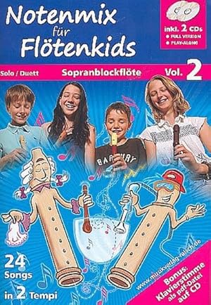 Bild des Verkufers fr Notenmix fr Fltenkids Band 2 (+2 CD's)fr 1-2 Sopranblockflten : Spielpartitur zum Verkauf von AHA-BUCH GmbH