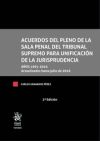 Image du vendeur pour Acuerdos del Pleno de la Sala Penal del Tribunal Supremo Para Unificacin de la Jurisprudencia 2 Edicin 2017 mis en vente par AG Library