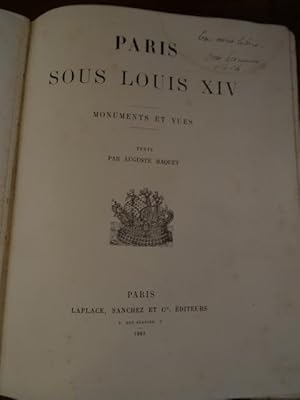 Paris sous Louis XIV, Monuments et Vues. by Maquet, Auguste: Assez bon ...