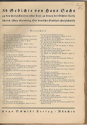 35 Gedichte von Hans Sachs zu den Holzschnitten ohne Text, zu denen der Dichter Verse schrieb. (A...