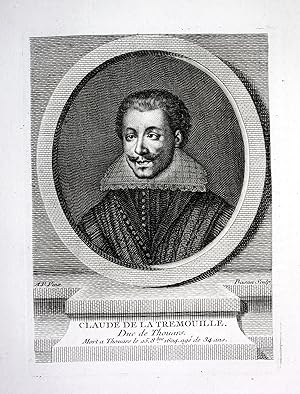 Image du vendeur pour Claude de la Tremouille" - Claude de La Tremoille duc de Thouars (1566-1604) Portrait engraving mis en vente par Antiquariat Steffen Vlkel GmbH