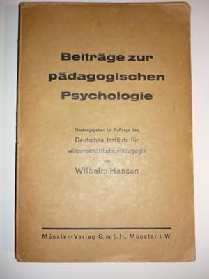 Imagen del vendedor de Beitrge zur pdagogischen Psychologie. a la venta por Antiquariat Diderot