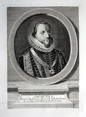 Seller image for Jacques I" - James IV I (1566-1625) King of Scotland England Ireland Portrait engraving for sale by Antiquariat Steffen Vlkel GmbH