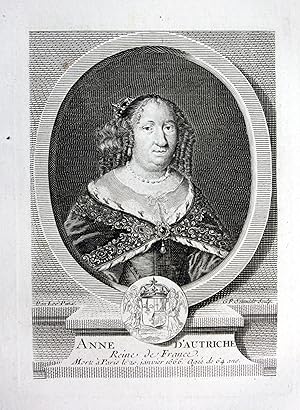 Bild des Verkufers fr Anne d'Autrice" - Anna Maria Mauricia sterreich (1610-1665) Portrait engraving zum Verkauf von Antiquariat Steffen Vlkel GmbH