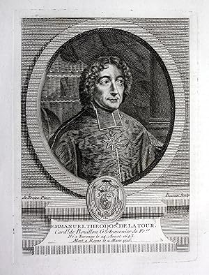 Image du vendeur pour Emmanuel Theodos. de la Tour" - Emmanuel Theodose de la Tour d Auvergne (1643-1715) cardinal de Bouillon Portrait engraving gravure mis en vente par Antiquariat Steffen Vlkel GmbH