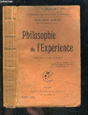 Bild des Verkufers fr PHILOSOPHIE DE L EXPERIENCE- BIBLIOTHEQUE DE PHILOSOPHIE SCIENTIFIQUE zum Verkauf von Le-Livre