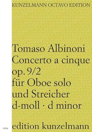 Bild des Verkufers fr Concerto  cinque d-Moll op.9,2fr Oboe, Streicher und Bc : Partitur zum Verkauf von AHA-BUCH GmbH