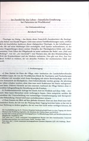 Immagine del venditore per Im Zweifel fr das Leben - knstliche Ernhrung bei Patienten im Wachkoma? ein Diskussionsbeitrag. Sonderdruck aus: Theologie im Dialog, Festschrift fr Harald Wagner; venduto da books4less (Versandantiquariat Petra Gros GmbH & Co. KG)