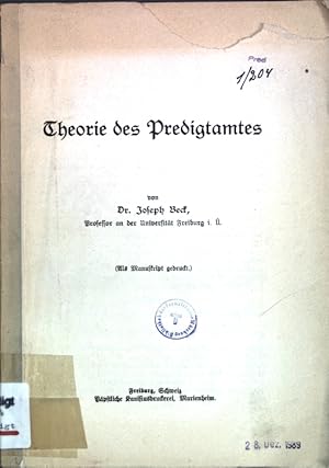 Bild des Verkufers fr Theorie des Predigtamtes; zum Verkauf von books4less (Versandantiquariat Petra Gros GmbH & Co. KG)