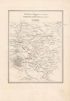 Treffen bei Mantua den 15. Sept. 1896 und Schlacht bei La Favorita den 16. Jan. 1797, teilkolorie...