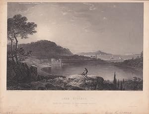 Lake Avernus, Lago d Averno, Pozzuoli, Phlegräische Felder, Stahlstich um 1847 von J.C. Bentley n...