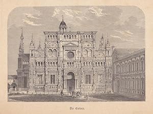 Die Certosa die Pavia, Klosteranlage, Kartause, Lombardei, Holzstich um 1875 mit Blick auf die Fa...