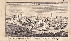 Eger, Erlau, Erla, original Kupferstich um 1680, Blattgröße: 6,8 x 11,8 cm, reine Bildgröße: 6,5 ...
