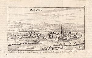 Zolnok, Sollnock, original Kupferstich um 1680, Blattgröße: 8,7 x 13 cm, reine Bildgröße: 7 x 10,...