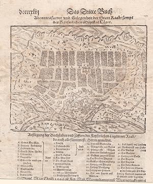 Gyor, Raab, Pannonien, original Holzschnitt um 1580 von Sebastian Münster mit Blick auf die Stadt...