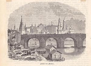 Ansicht von Moskau, Kreml, Holzstich um 1860, Blattgröße: 12,8 x 18 cm, reine Bildgröße: 12 x 15 cm.