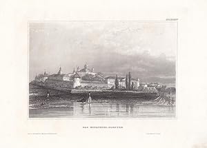 Moskau, Das Hipathius - Kloster, Stahlstich um 1840 aus dem bibliographischen Insittut Hildburgha...