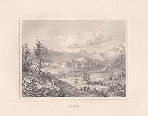 Cilli, Celje, Slowenien, Savinja, Stahlstich um 1850, Blattgröße: 11,7 x 15 cm, reine Bildgröße: ...