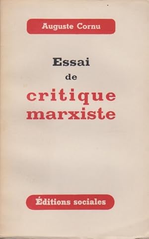 Imagen del vendedor de Essai de critique marxiste. a la venta por Schrmann und Kiewning GbR
