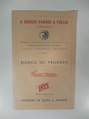 G. Enrico Parodi & Figlio, Genova. Elenco dei prodotti. Listino prezzi tonno, olive.