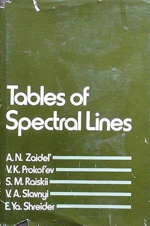 Seller image for Tables of spectral lines for sale by Acanthophyllum Books