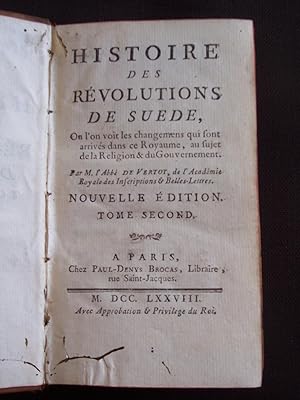 Image du vendeur pour Histoire des rvolutions de Sude - T.2 mis en vente par Librairie Ancienne Zalc
