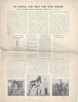 Imagen del vendedor de "An Appeal for Help for War Horses" a la venta por JF Ptak Science Books
