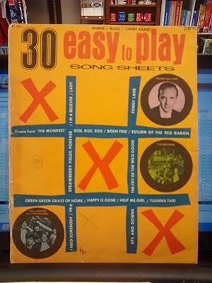 30 EASY TO PLAY SONG SHEETS, (Words, Music & Chord Names)