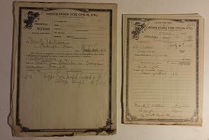 20 Order forms for Opium, Cocaine and other Controlled Substances: 1918 - 1919.