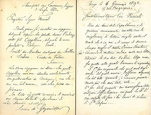 2 lettere rispettivamente del 4 gennaio 1892 e 3 luglio 1882 autografe e firmate indirizzate all'...