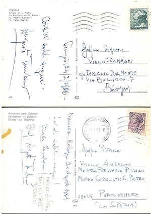 2 cartoline viaggiate, una della madre di Anteo Zamboni, datata 20 agosto 1969 e una a lei indiri...