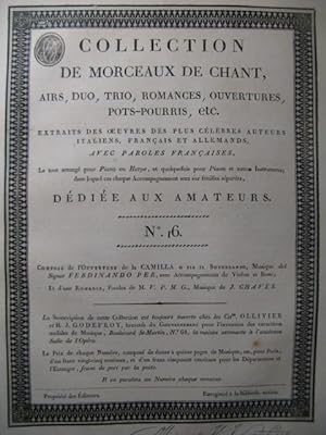 Collection de Morceaux de Chant n° 16 Chant Harpe ou Piano Violon Violoncelle ca1805