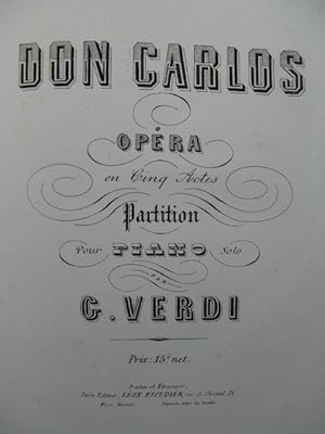 Imagen del vendedor de DONIZETTI Elisire d'Amore VERDI Il Trovatore Don Carlos Piano solo ca1850 a la venta por partitions-anciennes