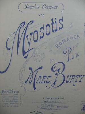 Bild des Verkufers fr BURTY Marc Myosotis Piano zum Verkauf von partitions-anciennes