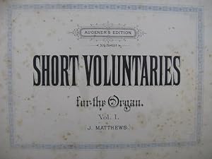 Short Voluntaries for the Organ Vol 1 Orgue