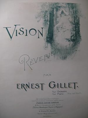 Seller image for GILLET Ernest Vision pour Piano 1894 for sale by partitions-anciennes