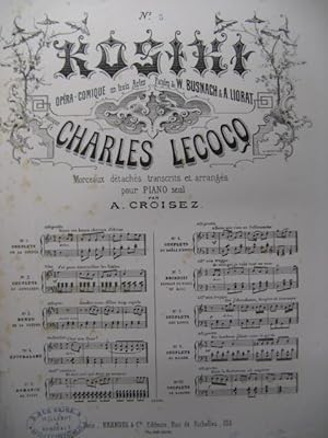 LECOCQ Charles Kosiki No 3 La Lettre Piano 1876