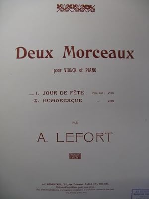 LEFORT A. Jour de Fête Piano Violon 1920