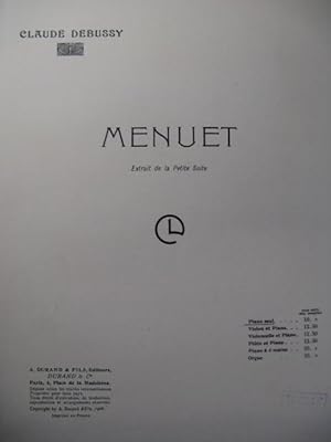 Bild des Verkufers fr DEBUSSY Claude Menuet Piano 1906 zum Verkauf von partitions-anciennes