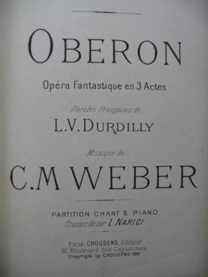 WEBER C. M. Oberon Opera Chant Piano 1897